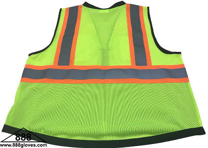 Safety Vest - Class II Solid Front & Mesh Back, Front Bottom Black - Hi Vis Yellow and Black - 98-2000-G - 10 Vests