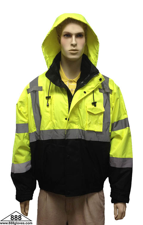 98-3001-G - Safety Vest - Jacket  3 In 1 ,Class III, Removable Lining - Hi Vis Yellow and Black
