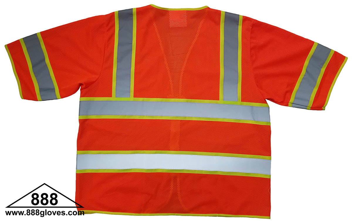 Safety Vest - Class III, Zipper Front, Mesh Front and Back - Hi Vis Orange - 98-3600-O - 10 Vests