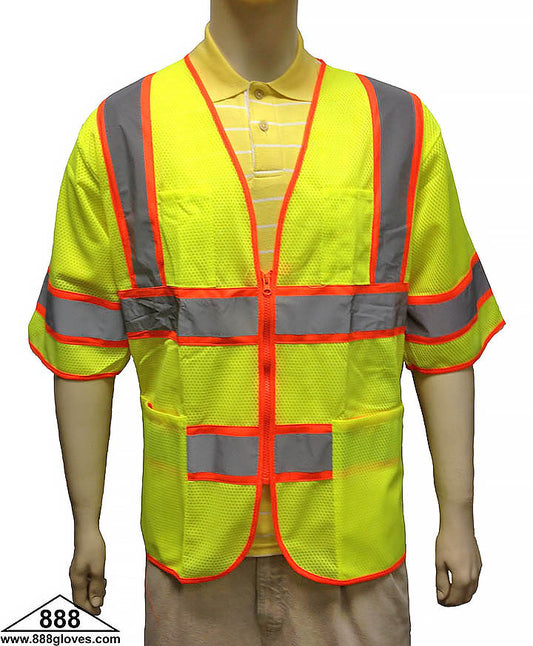 98-3601-G - Safety Vest - Class III, Zipper Front, Mesh Front and Back - Hi Vis Yellow