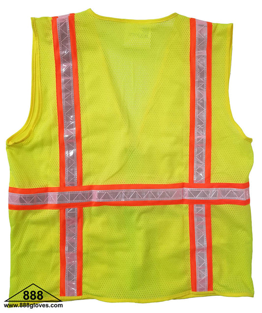 98-5801-G - Safety Vest - Surveyor Vest, Solid Front and Mesh Back - Hi Vis Yellow