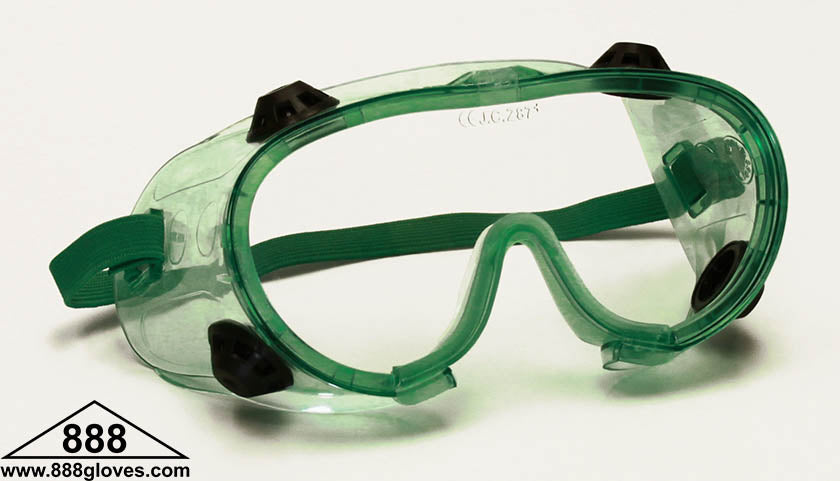 Safety Goggles - Indirect Ventilation - Green Frame and Clear Anti Fog Lens - 99-G8901GN-CAF - 12 Goggles