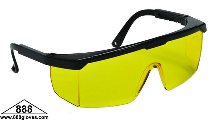 Safety Glasses - Frameless with Black Temples and Amber Lenses - 99-T8100-A - 12 Pairs of Glasses