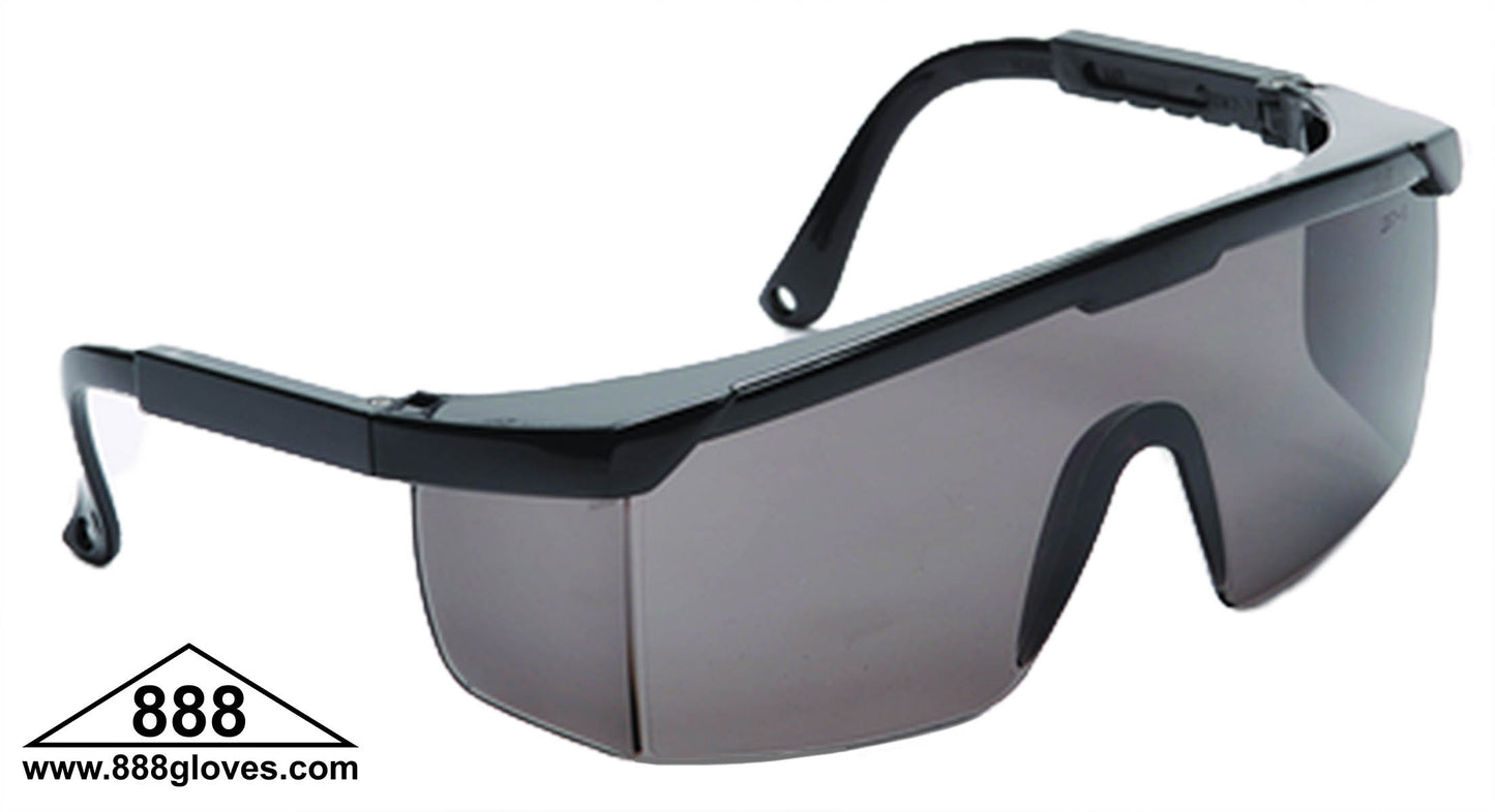 Safety Glasses - Frameless with Black Temples and Grey Tinted Lenses - 99-T8100-G - 12 Pairs of Glasses