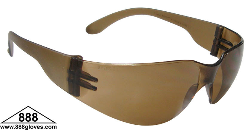 Safety Glasses - Frameless with Brown Lenses - 99-T8200-M - 12 Pairs of Glasses