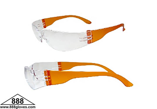 99-T820X-C - Safety Glasses - Frameless with Colored Temples and Clear Lenses