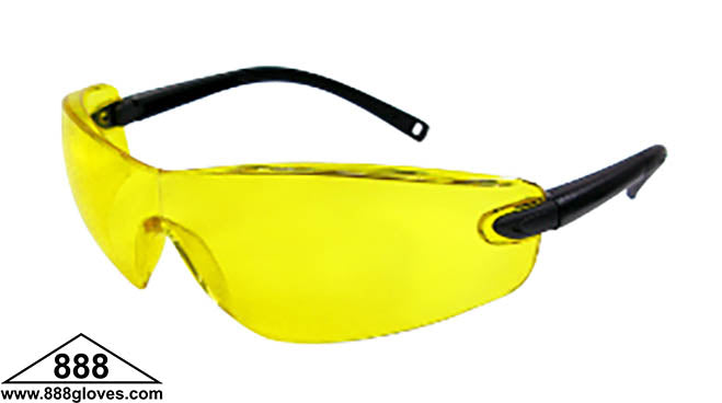 Safety Glasses - Frameless with Black Temples and Amber Lenses - 99-T8300-A - 12 Pairs of Glasses