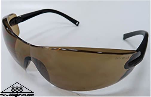 Safety Glasses - Frameless with Black Temples and Brown Lenses - 99-T8300-BRN - 12 Pairs of Glasses