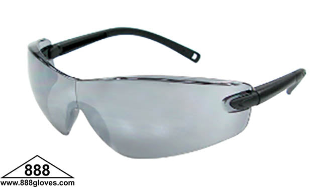 Safety Glasses - Frameless with Black Temples and Silver Mirror Lenses - 99-T8300-SM - 12 Pairs of Glasses