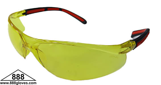 Safety Glasses - Frameless with Rubber Temples and Amber Lenses - 99-T8400-A - 12 Pairs of Glasses