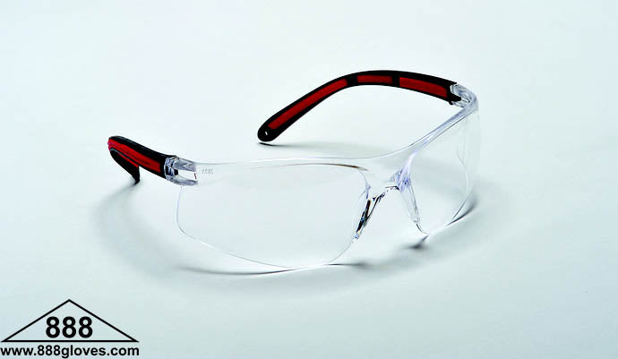 Safety Glasses - Frameless with Rubber Temples and Clear Lenses - 99-T8400-C - 12 Pairs of Glasses