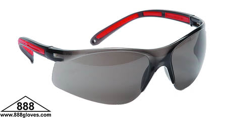 Safety Glasses - Frameless with Rubber Temples and Grey Tinted Lenses - 99-T8400-G - 12 Pairs of Glasses