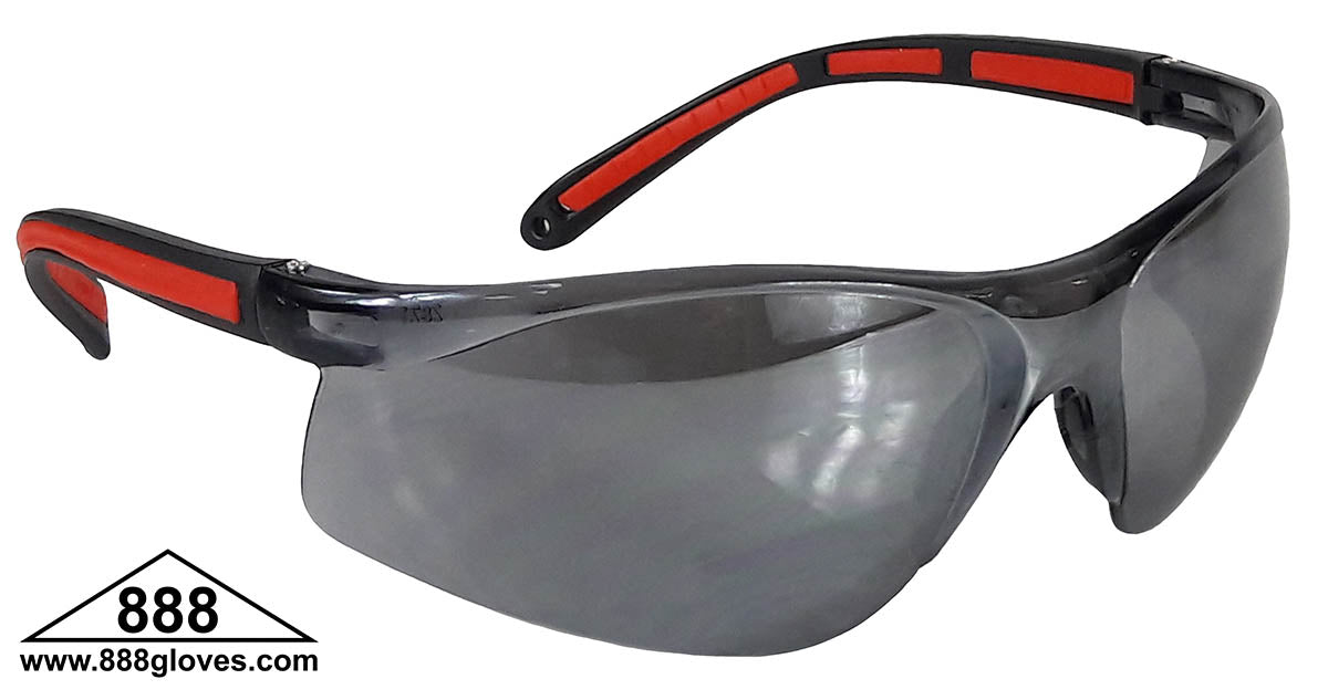 Safety Glasses - Frameless with Rubber Temples and Silver Mirror Lenses - 99-T8400-SM - 12 Pairs of Glasses