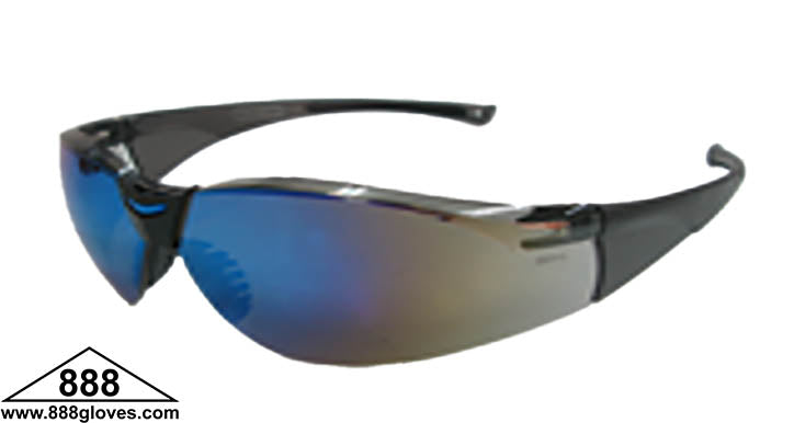 Safety Glasses - Vipor - Frameless with Blue Mirror Lenses - 99-T8500-BM - 12 Pairs of Glasses