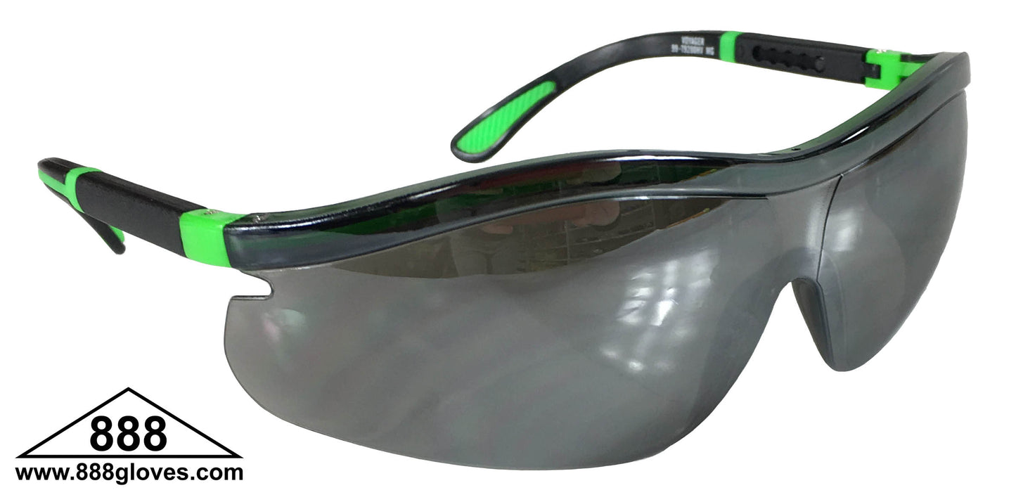 Safety Glasses - Voyager - Hi Vis Half Frame with Silver Mirror Lenses - 99-T9200HV-SM - 12 Pairs of Glasses