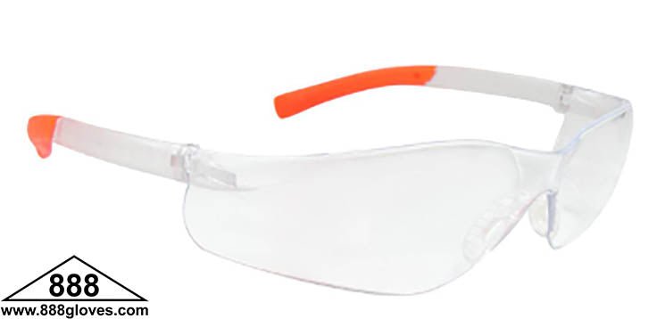 Safety Glasses - Omega - Frameless with Hi Vis Temples and Clear Lenses - 99-T9400-C - 12 Pairs of Glasses