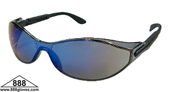 Type 10 - Safety Glasses - Frameless with Black Temples and Blue Mirror Lenses - 99-T9600-BM - 12 Pairs of Glasses