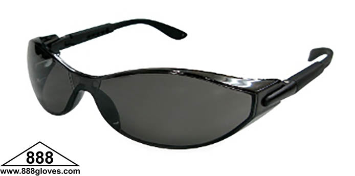 Type 10 - Safety Glasses - Frameless with Black Temples and Grey Tinted Lenses - 99-T9600-G - 12 Pairs of Glasses
