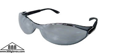 Type 10 - Safety Glasses - Frameless with Black Temples and Silver Mirror Lenses - 99-T9600-SM - 12 Pairs of Glasses