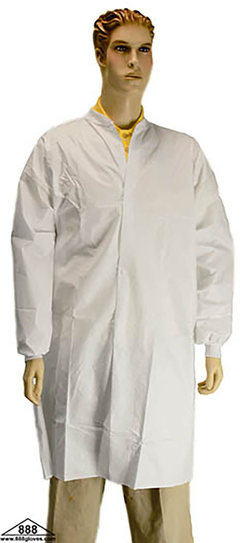 00-9110 - Lab Coat - Micro Porous Snap On - No Pocket - White