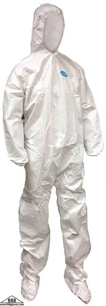 00-SMS1414 - SMS Coverall - Attached Hood, Boots, Elastic Wrists - White