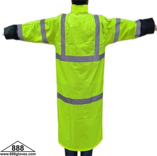 10-50HVG - Raincoat - Raincoat Black Bottom With Hood, Reflective Tape - Hi Vis Green