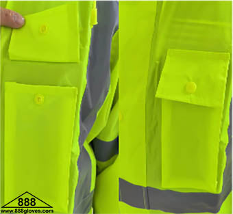 10-50HVG - Raincoat - Raincoat Black Bottom With Hood, Reflective Tape - Hi Vis Green