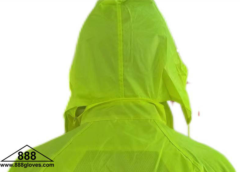 10-71HVG - Rain Suit - Reflective Tape, Black Bottom, With Hood - Hi Viz Green