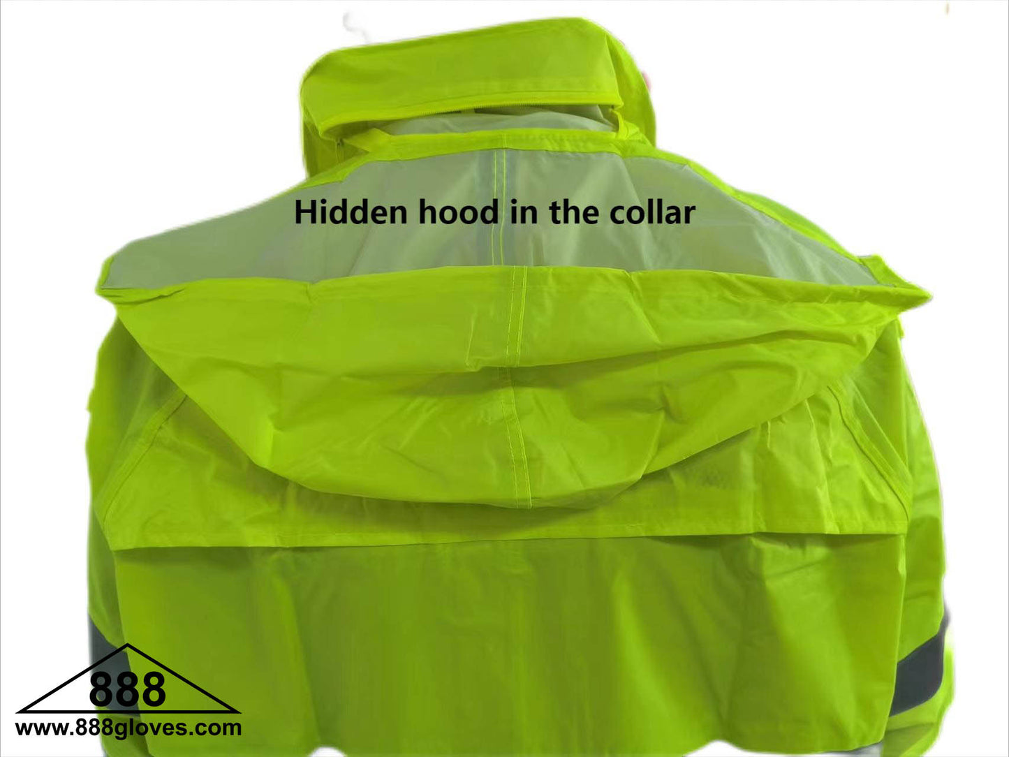 10-71HVG - Rain Suit - Reflective Tape, Black Bottom, With Hood - Hi Viz Green