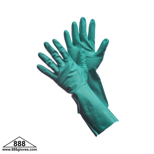 41-0058 - Nitrile - 13" Flock Lined, 15 Mil - Green