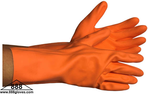 41-03013 - Latex - Flock Lined Honeycomb Embossed Grip, 30 Mil, 13" Long - Orange