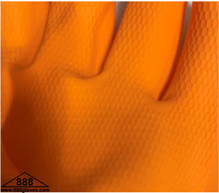 41-03013 - Latex - Flock Lined Honeycomb Embossed Grip, 30 Mil, 13" Long - Orange