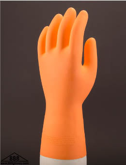 41-03013 - Latex - Flock Lined Honeycomb Embossed Grip, 30 Mil, 13" Long - Orange