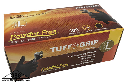 43-60WD-BK - Disposable Gloves - Industrial Nitrile 6 Mil Diamond Textured Grip, Powder Free - Black