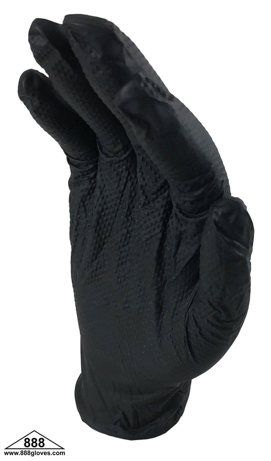 43-60WD-BK - Disposable Gloves - Industrial Nitrile 6 Mil Diamond Textured Grip, Powder Free - Black