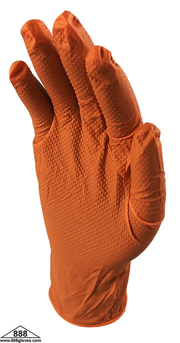 43-60WD-O - Disposable Gloves - Industrial Nitrile 6 Mil Diamond Textured Grip, Powder Free - Orange