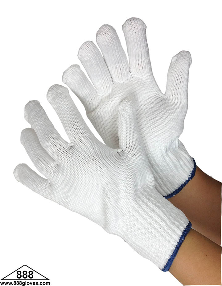 50-2500 - String Knit Gloves - 100% Polyester, 7 Gauge - White