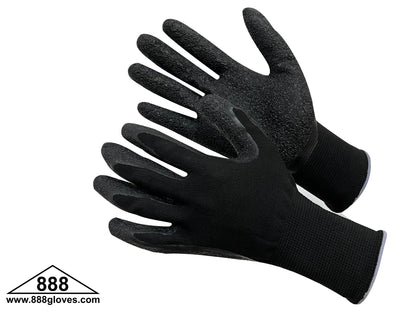 Cut Resistant Gloves - Black Polyester Shell With Textured Black Latex Coating - 50-8842PBK - 12 Pairs