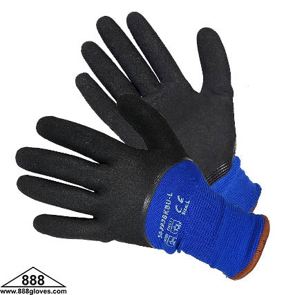 50-893BKBU - Cut Resistant Gloves - 10 Gauge Blue Acrylic Shell With Black Nitrile Coating On Palm and 3/4 Back And Thumb With Thick Lining For Cold