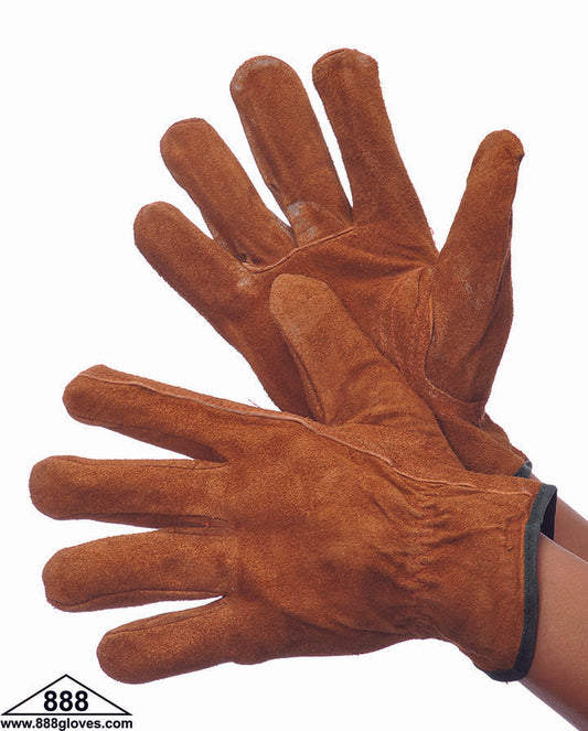 55-1451 - Suede Driver Gloves - Unlined With Keystone Thumb, Pile Lining - Brown