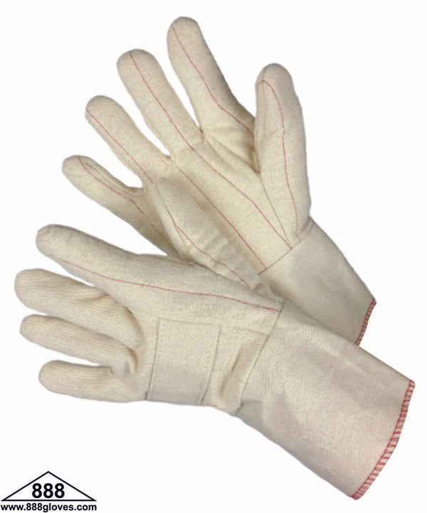 60-2461P - Hot Mill Gloves - 30 oz With Burlap Lining, Nap Out Canvas, 4.5" Band Top - Beige