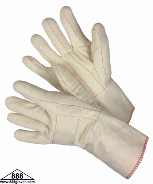 60-2461P - Hot Mill Gloves - 30 oz With Burlap Lining, Nap Out Canvas, 4.5" Band Top - Beige
