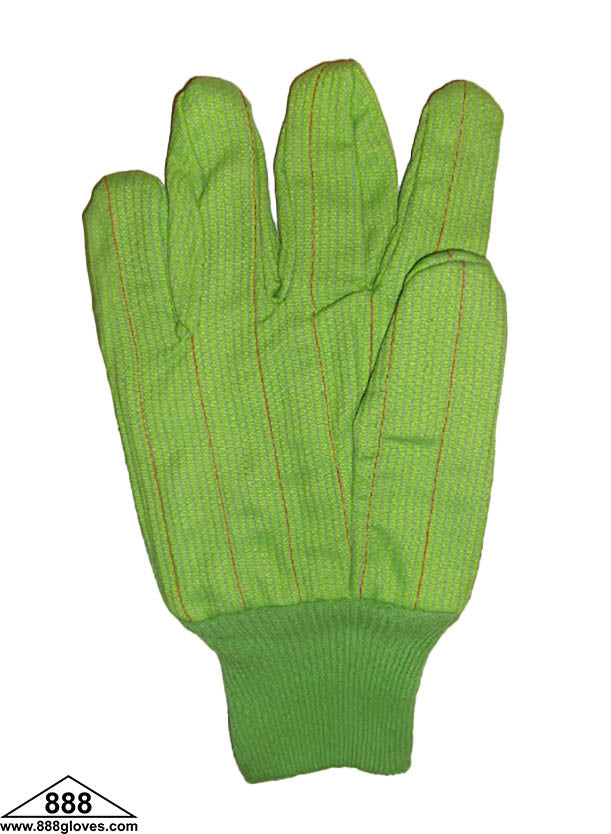 60-9920-G - Hot Mill Gloves - 20 oz Fluorescent Knit Wrist - Hi Vis Green