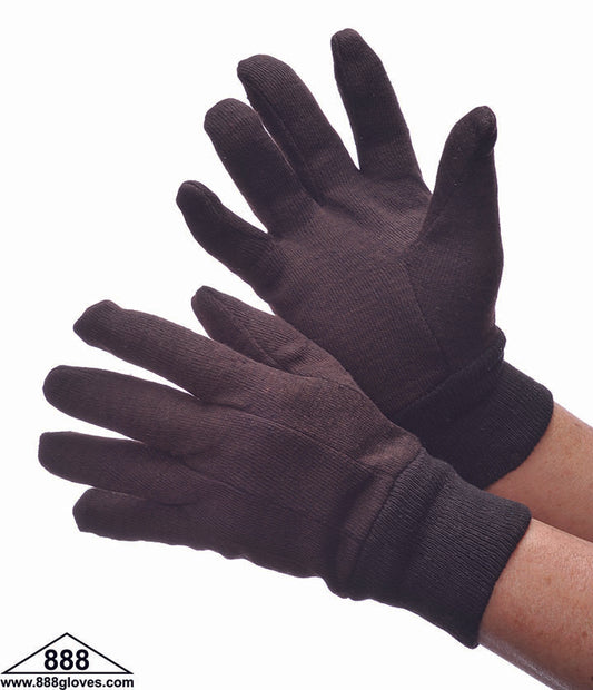 65-1880 / 65-1881 -  Brown Jersey Gloves - Knit Wrist, 8 oz, Cotton - Brown