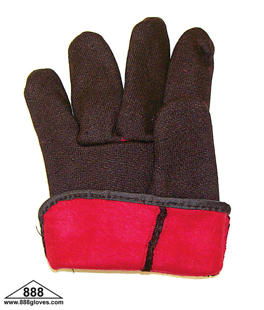 65-1954 - Brown Cotton Jersey With Red Fleece Lining - Brown