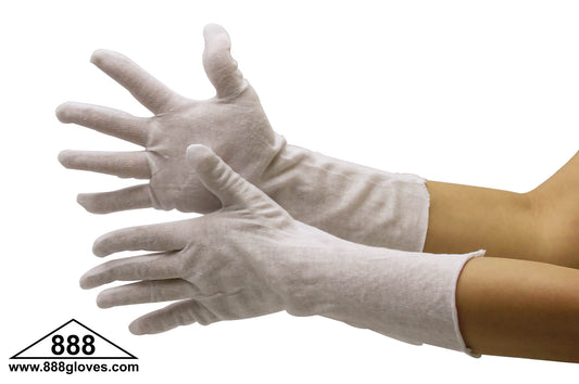 66-6414 - Light Weight Inspection Gloves - 14" Unhemmed Cuff - White