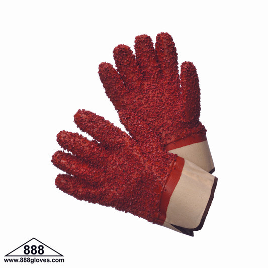 96-5418 - Red PVC Gloves - Rocky Finish, 2.5" Safety Cuff