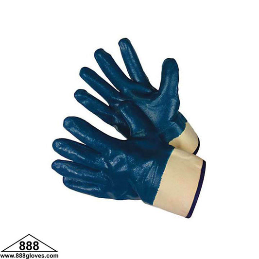 96-6110FP - Blue Nitrile Coated Gloves - Heavy Weight, Fully Coated Back, Canvas Cuff