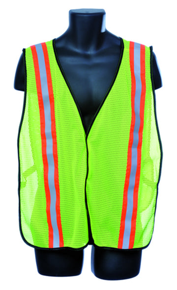 98-1201-G - Safety Mesh Vest - Contrasting Stripes - Hi Vis Yellow