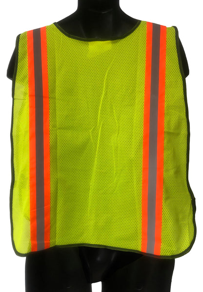 98-1201-G - Safety Mesh Vest - Contrasting Stripes - Hi Vis Yellow